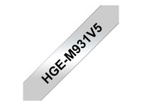 Brother HGE-M931V5 - Svart på silver - Rulle (1,2 cm x 8 m) 5 kassett(er) bandlaminat - för P-Touch PT-9500pc, PT-9700PC, PT-9800PCN; P-Touch R RL-700S HGEM931V5