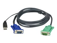 HPE ATEN 2L-5202U - Tangentbords-/video-/muskabel - USB, HD-15 (VGA) (hane) till 15 stifts SPHD (hane) - 1.8 m - tumskruvar (paket om 4) - för ATEN CS1304 G2 0x1x4, CS1308 G2 0x1x8, CS1316 G2 0x1x16 Q5T69A