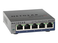 NETGEAR Plus GS105Ev2 - Switch - Administrerad - 5 x 10/100/1000 - skrivbordsmodell GS105E-200PES